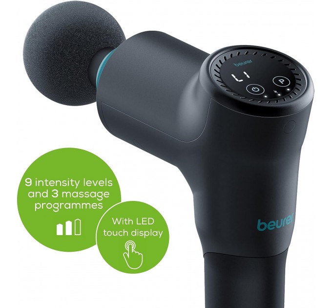 Масажер Beurer для тіла, літій- іонний акум., фасціальний, 5 насадок, чорний