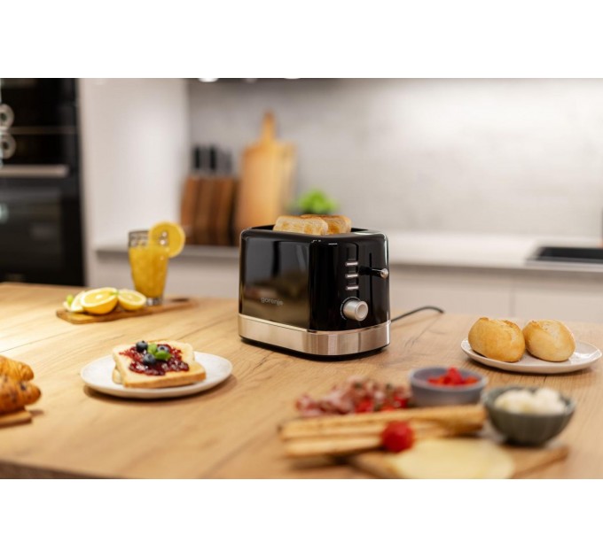 Gorenje toaster 850Вт, подогрев, разморозка, пластик, черный