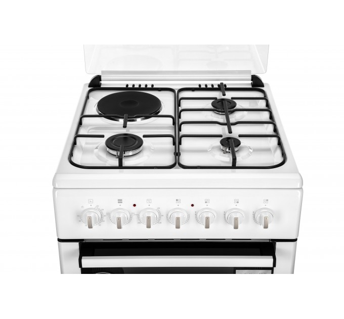 Плита ARDESTO комби 3 газ + 1 электро, 64л, 60x60см, подсветка, форсунки LPG (подключение газового баллона), съемные направляющие, белый