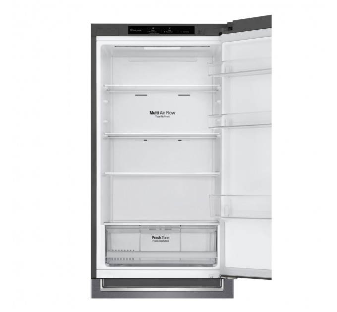 Холодильник LG с нижн. мороз., 186x60х68, холод.отд.-234л, мороз.отд.-107л, 2дв., E, NF, инв., диспл внутр., зона св-ти, серый темный