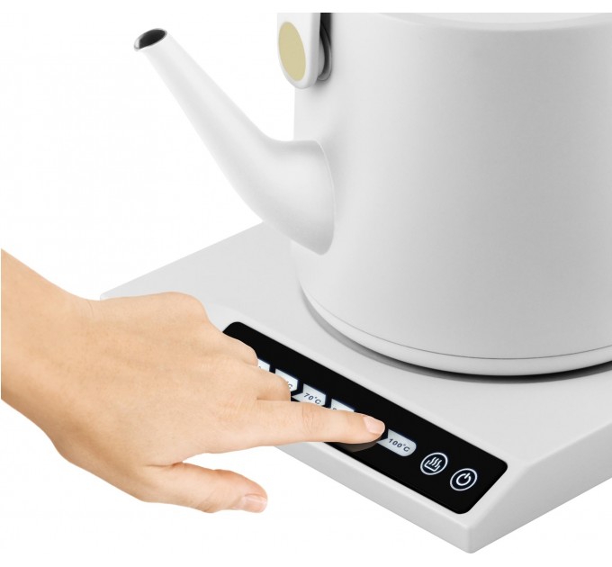 Електрочайник Catler 0.6л, Strix, заварник, нерж. сталь, підтримка температури, сенс. керув., білий