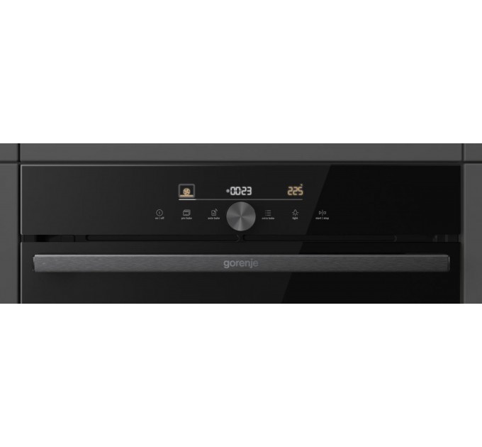 Духова шафа Gorenje електрична, 77л, A+, пара, дисплей, IconTouch, чорний