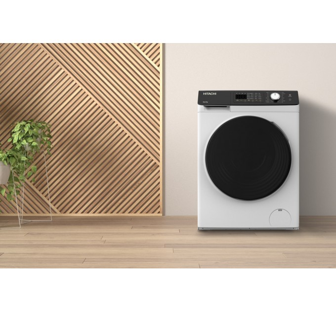 Стирально-сушильная машина Hitachi фронтальная, 8(5)кг, 1400, A, 60см, дисплей, пар, инвертор, белый