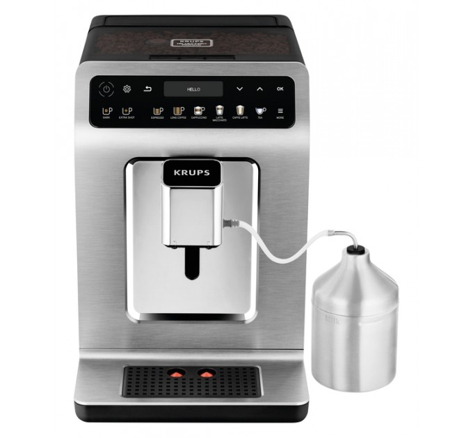 Кофемашина Krups Evidence 2.3л, зерно, автомат.капучинатор, OLED диспл, авторецептов - 19, серо - черный