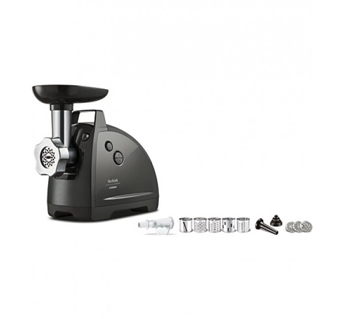 М'ясорубка Tefal HVB Plus, 2000Вт, 2.6кг/хв, 3 решітки, насадка для ковбас, кеббе, томатів, 5 терок, пластик/метал, чорний