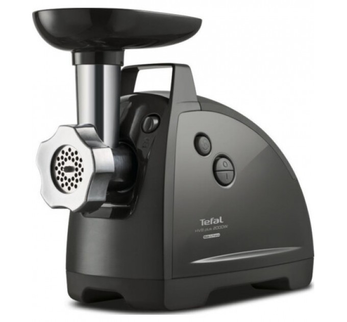 М'ясорубка Tefal HVB Plus, 2000Вт, 2.6кг/хв, 3 решітки, насадка для ковбас, кеббе, томатів, 5 терок, пластик/метал, чорний