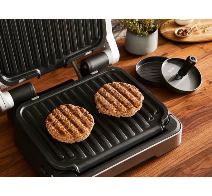 Гриль Tefal прижимной OptiGrll 2100Вт, темп. режимов-4, съёмные пластины, металл