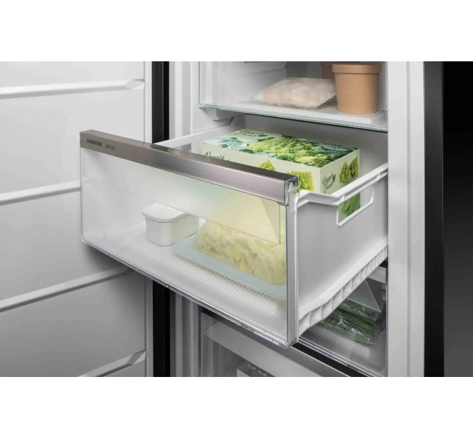 Холодильник Liebherr SBS, 185.5x119.4х67.5, холод.отд.-398л, мороз.отд.-271л, 2дв., A++, NF, диспл внутр., черный