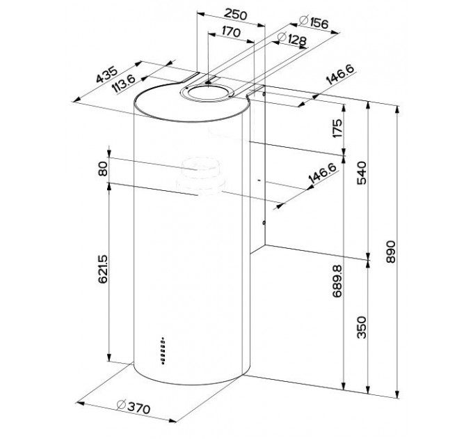 Вытяжка Faber купольная, 37см, 1169м.куб/ч, Cylindra Plus Wh Gloss A37, белый глянцевый