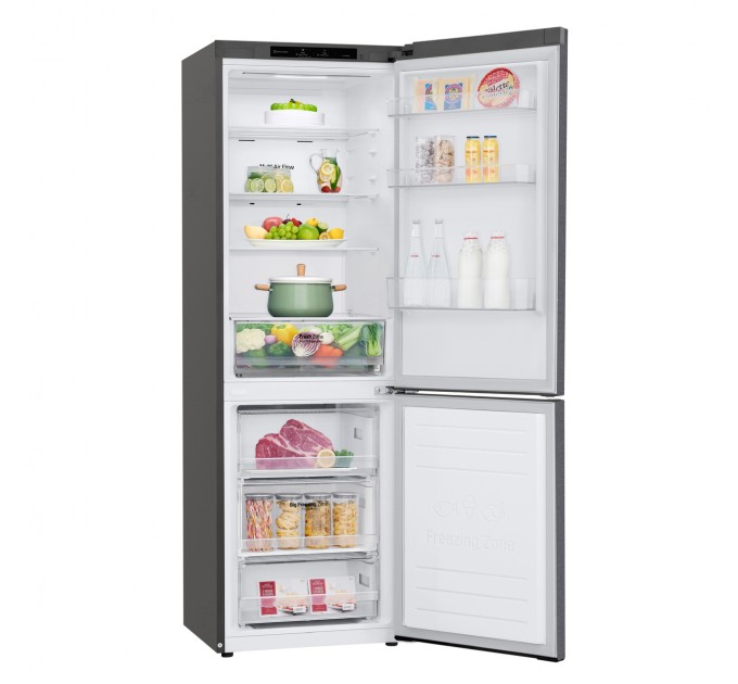 Холодильник LG с нижн. мороз., 186x60х68, холод.отд.-234л, мороз.отд.-107л, 2дв., E, NF, инв., диспл внутр., зона св-ти, серый темный