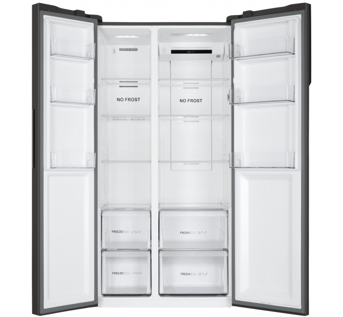 Холодильник Haier SBS, 177.5x91х64.7, холод.відд.-337л, мороз.відд.-177л, 2дв., А++, NF, інв., дисплей, чорний