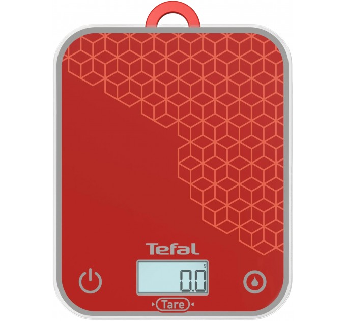 Весы Tefal кухонные Optiss, 5кг, AAAx2 в компл, стекло, красный