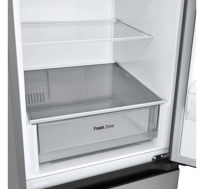 Холодильник LG с нижн. мороз., 186x60х68, холод.отд.-234л, мороз.отд.-107л, 2дв., А++, NF, инв., диспл внутр., зона св-ти, серебристый