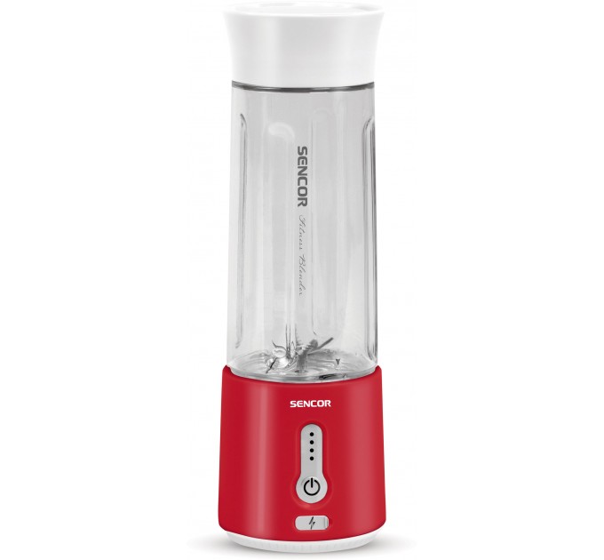 Блендер Sencor портативний для смузі 150Вт, чаша-500мл, USB-C, біло-червоний