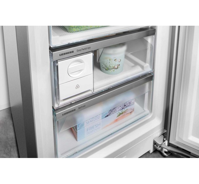 Холодильник Liebherr з нижн. мороз., 201.5x74.7х67.5, холод.відд.-346л, мороз.відд.-128л, 2дв., D, NF, диспл внутр., білий