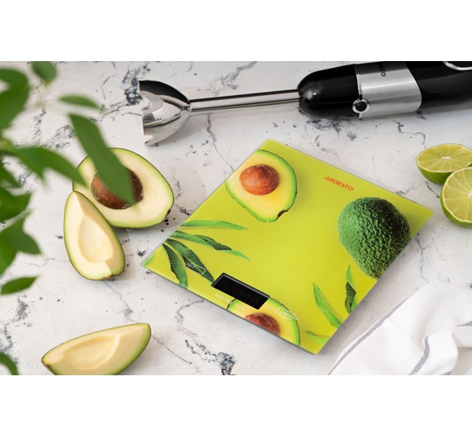 Весы ARDESTO кухонные Avocado, 5кг, AAAx2 в компл, стекло, многоцветный