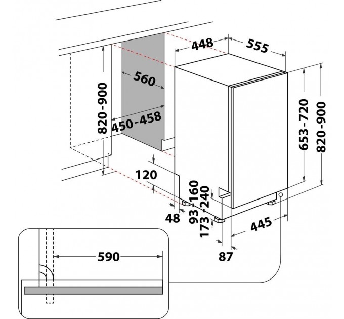 Посудомийна машина Indesit вбудовувана, 10компл., A+, 45см, дисплей, білий