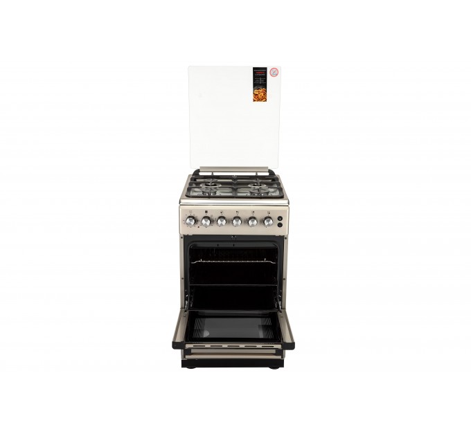 Плита ARDESTO комбі, 52л, 50x60см, конвекція, чавун, підсвічування, форсунки LPG (підключення газового балона), сріблястий