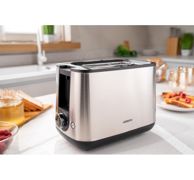 Тостер ARDESTO Steel Collection 800Вт, металл/пластик, серебристый-черный