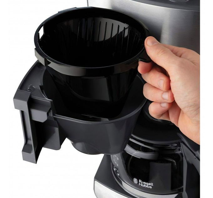 Кофеварка Russell Hobbs капельная Grind and Brew, 1.25л, молотый, LED-дисплей, черно-металл