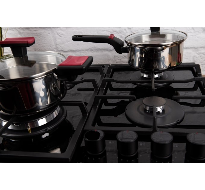 Варочная поверхность Hansa газ на стекле, 59см, чугун, черный