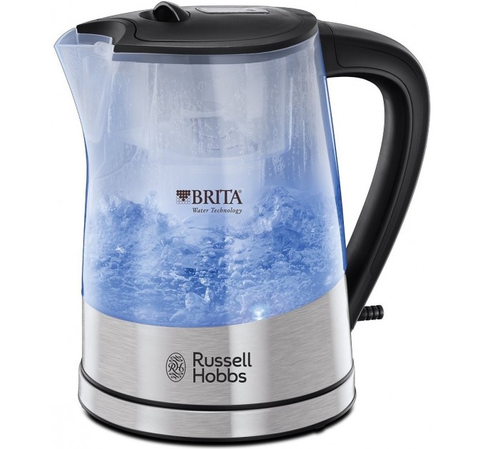 Электрочайник Russell Hobbs Purity 1л, стекло, с фильтром Brita, серебристо-черный