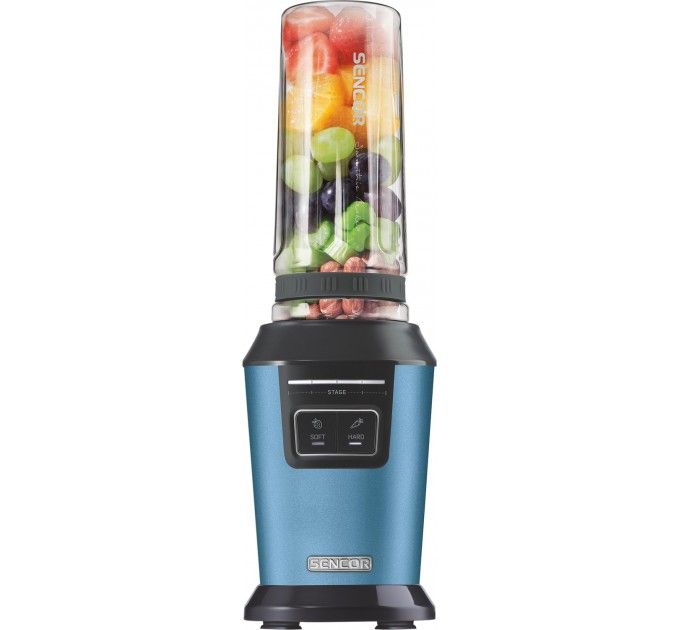 Блендер для смузи Sencor стационарный 800Вт, 2 емкости, чаша-600мл, титановые лезвия, синий