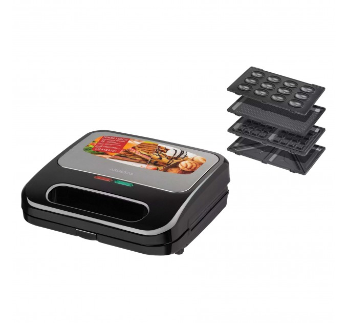 Мультимейкер ARDESTO 700Вт, алюминий, 4 пластины, корпус-нерж.сталь/пластик, черно-серебристый