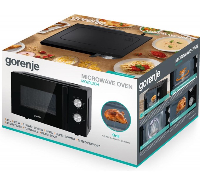Микроволновая печь Gorenje, 20л, мех. управл., 800Вт, гриль, черный