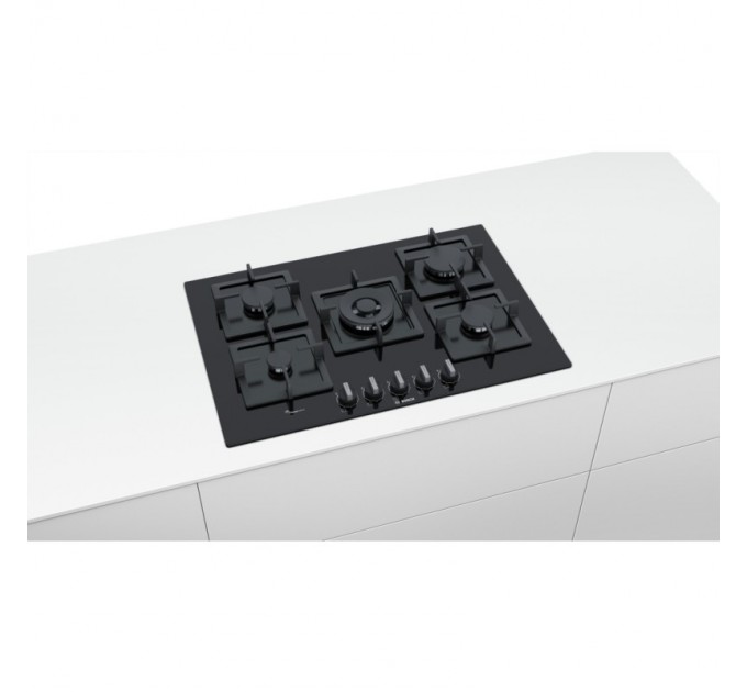 Варочная поверхность Bosch газ на стекле, 75см, чугун, черный