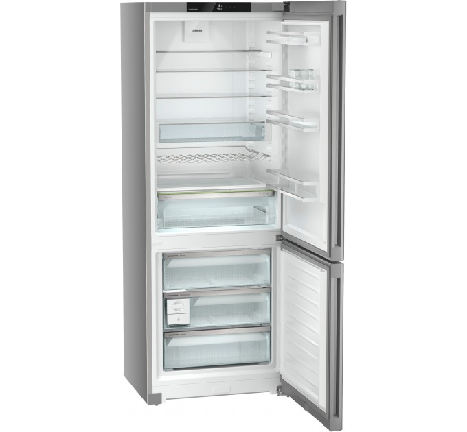 Холодильник Liebherr з нижн. мороз., 201.5x74.7х67.5, холод.відд.-346л, мороз.відд.-128л, 2дв., A++, NF, диспл внутр., сірий