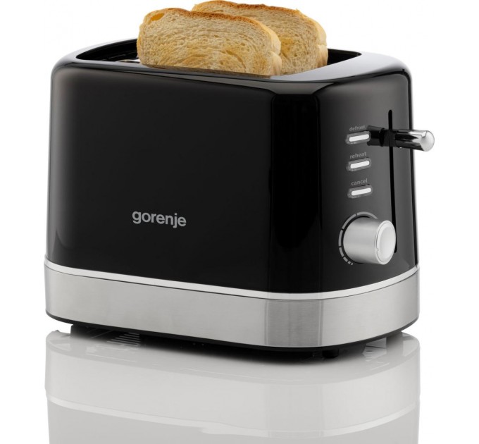 Gorenje toaster 850Вт, подогрев, разморозка, пластик, черный