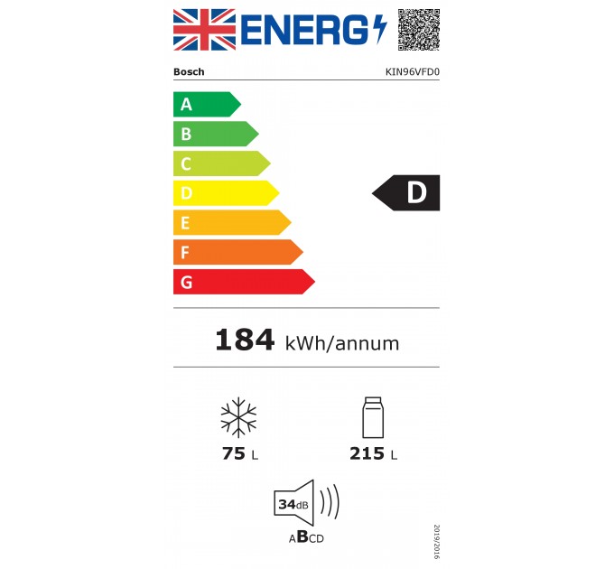 Холодильник Bosch встраиваемый с нижн. мороз., 194х56х55, xолод.отд.-215л, мороз.отд.-75л, 2дв., NF, белый