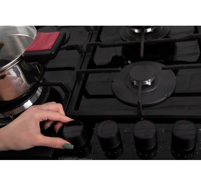 Варочная поверхность Hansa газ на стекле, 59см, чугун, черный