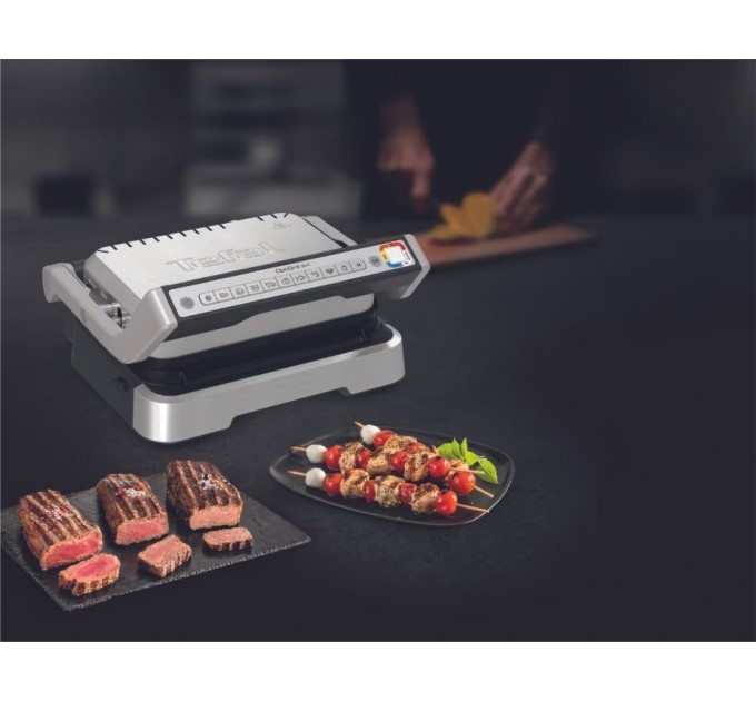 Гриль Tefal прижимной OptiGrll 2100Вт, темп. режимов-4, съёмные пластины, металл