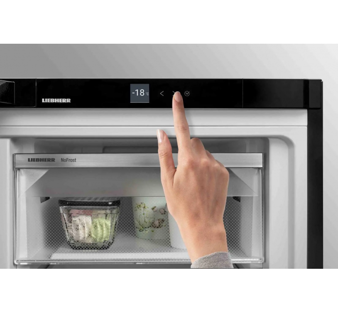 Холодильник Liebherr SBS, 185.5x119.4х67.5, холод.отд.-398л, мороз.отд.-271л, 2дв., A++, NF, диспл внутр., черный
