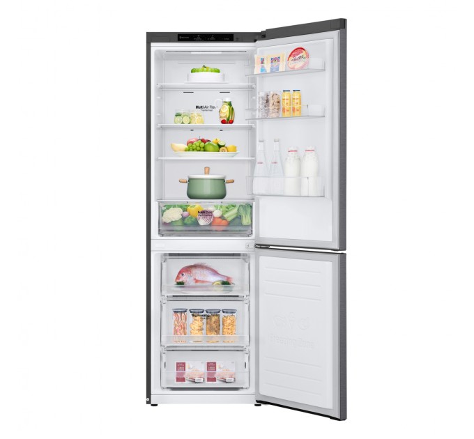 Холодильник LG с нижн. мороз., 186x60х68, холод.отд.-234л, мороз.отд.-107л, 2дв., E, NF, инв., диспл внутр., зона св-ти, серый темный