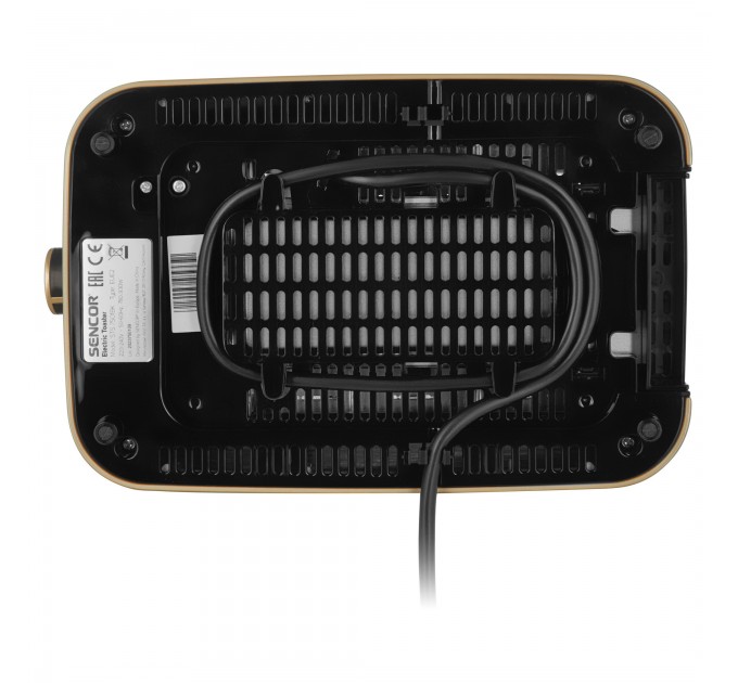 Тостер Sencor 930Вт, підігрів, розморожування, підсвічування, пластик, чорно-золотий