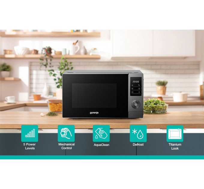 Микроволновая печь Gorenje, 20л, электр. управл., 700Вт, дисплей, нерж