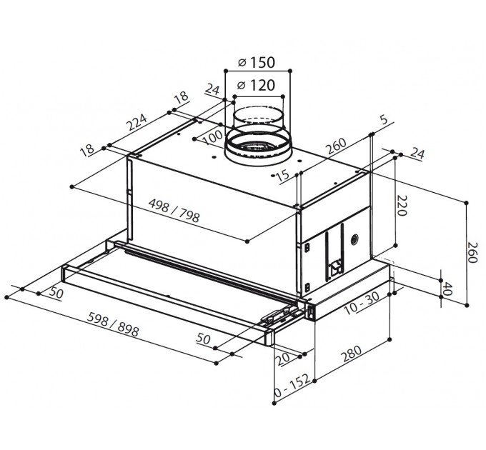 Вытяжка Faber телескопическая, 60см, 1069м.куб/ч, Maxima Ng Ev8 Led Am A60, нерж