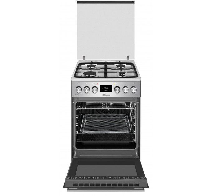 Плита Hansa комбинированная, 50х60см, 65л, чугун, газ контр., дисплей, серый