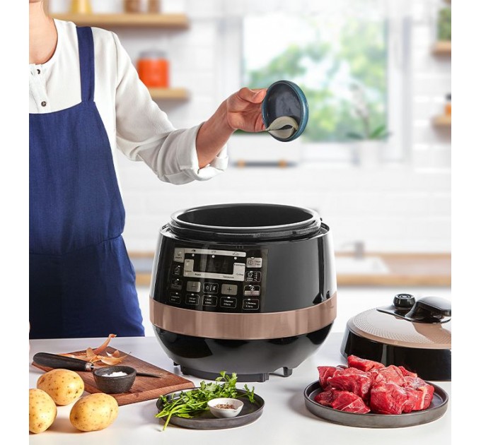 Мультиварка-скороварка Moulinex Quickchef, 1000Вт, чаша-5л, сенсорное управл., пластик, черный