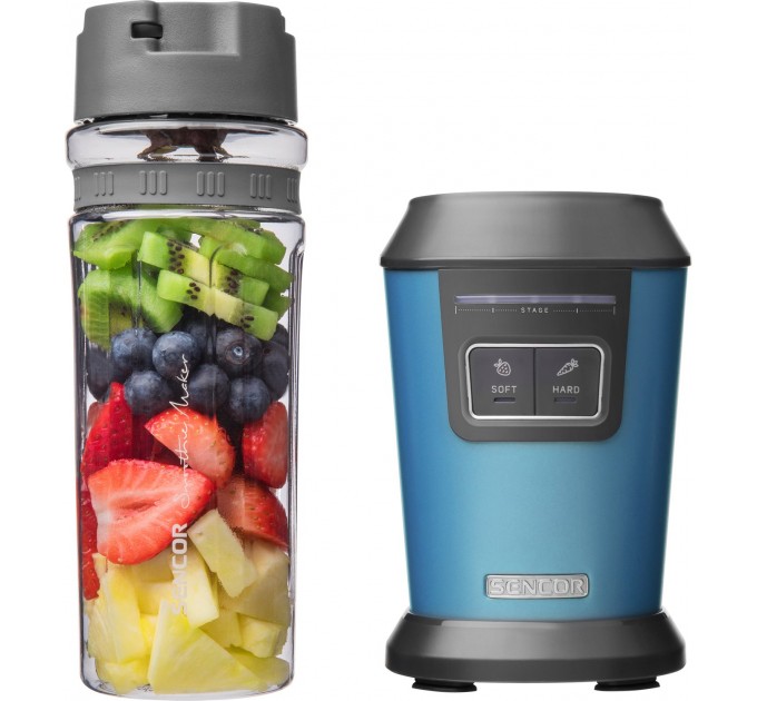 Блендер для смузи Sencor стационарный 800Вт, 2 емкости, чаша-600мл, титановые лезвия, синий