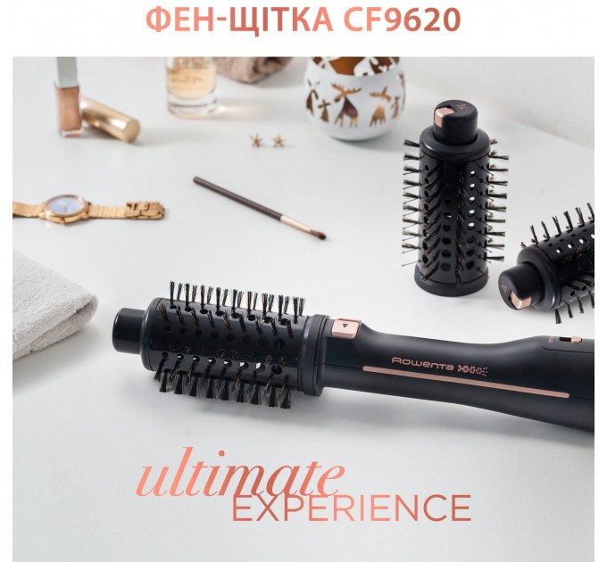 Фен-щітка Rowenta Ultimate Experience, 750Вт, 1 режими, іоніз-я, оберт.насадок, кераміка, чорний