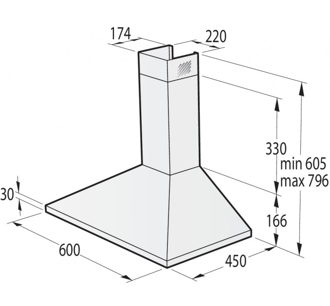 Вытяжка Gorenje купольная, 60см, 450м3ч, нерж