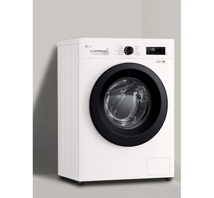 Стиральная машина LG фронтальная, 7кг, 1200, A+++, 44см, дисплей, пар, инвертор, белый