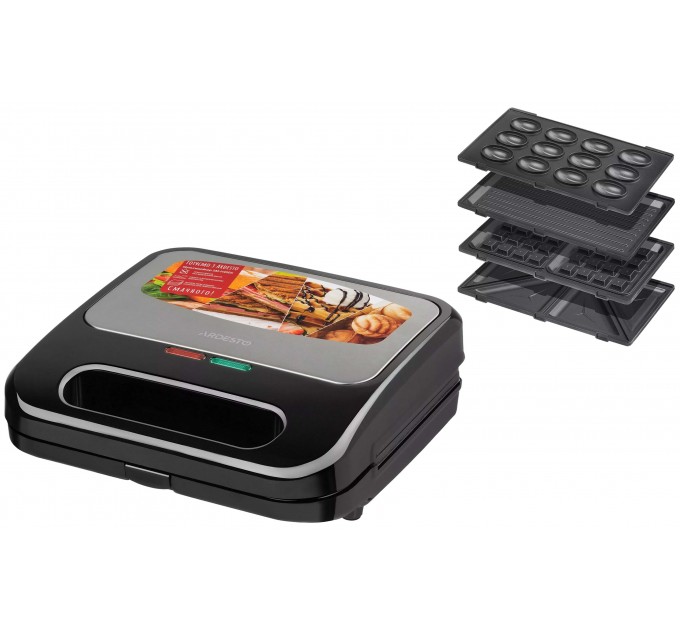 Мультимейкер ARDESTO 700Вт, алюминий, 4 пластины, корпус-нерж.сталь/пластик, черно-серебристый