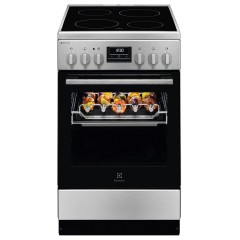 Плита Electrolux електрична склокерамічна, 57л, 50x60см, дисплей, конвекція, мангальна підставка, нерж