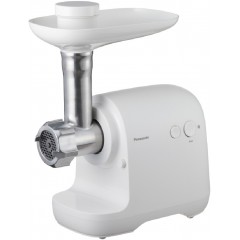М'ясорубка Panasonic, 1700Вт, 3кг/мин, 3 решітки, насадка для ковбас, пластик, білий