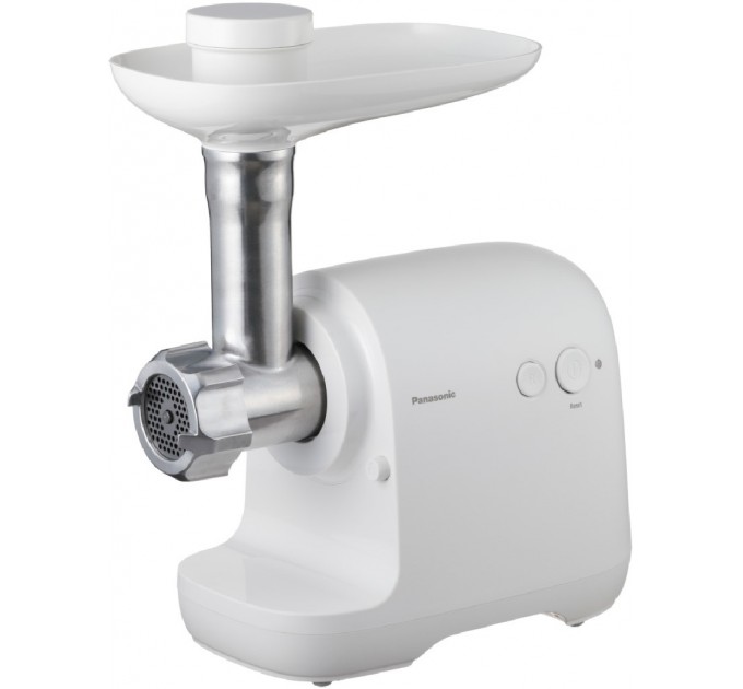 М'ясорубка Panasonic, 1700Вт, 3кг/мин, 3 решітки, насадка для ковбас, пластик, білий